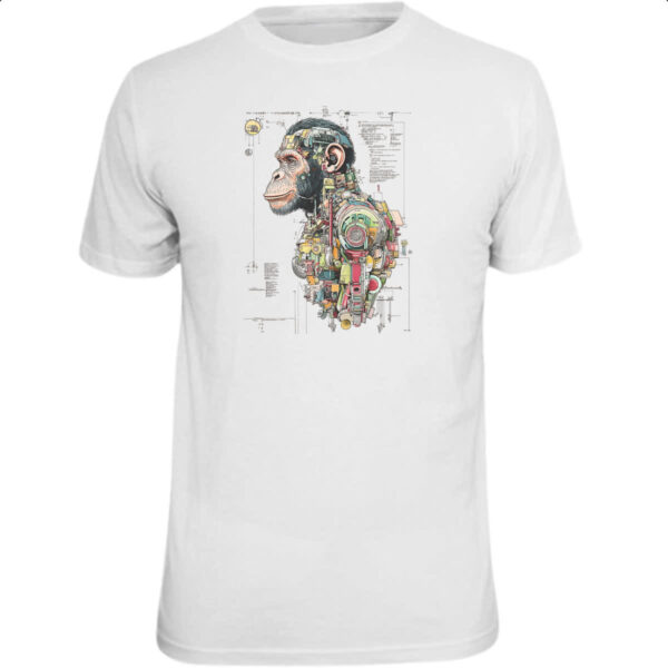 Camiseta Unissex Chimpanze Mecanica Interna Cyberpunk