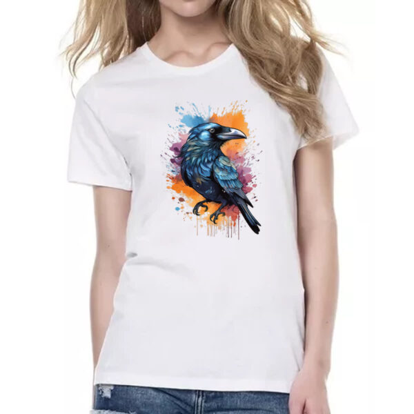 Camiseta Baby Look Corvo Watercolor Arte - Imagem 2