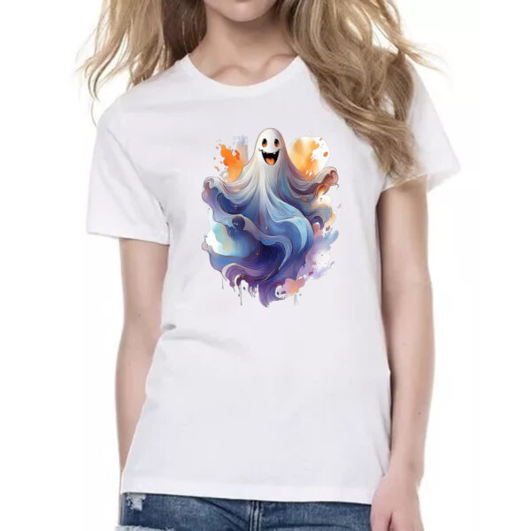 Camiseta Baby Look Fantasma Watercolor Arte - Imagem 2