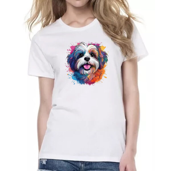 Camiseta Baby Look Lhasa apso Watercolor Arte - Imagem 2