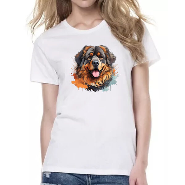 Camiseta Baby Look Mastim tibetano Watercolor Arte - Imagem 2