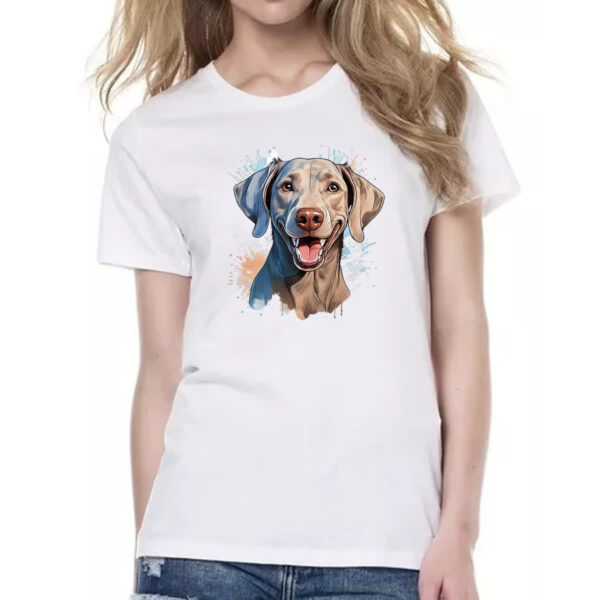 Camiseta Baby Look Weimaraner Watercolor Arte - Imagem 2