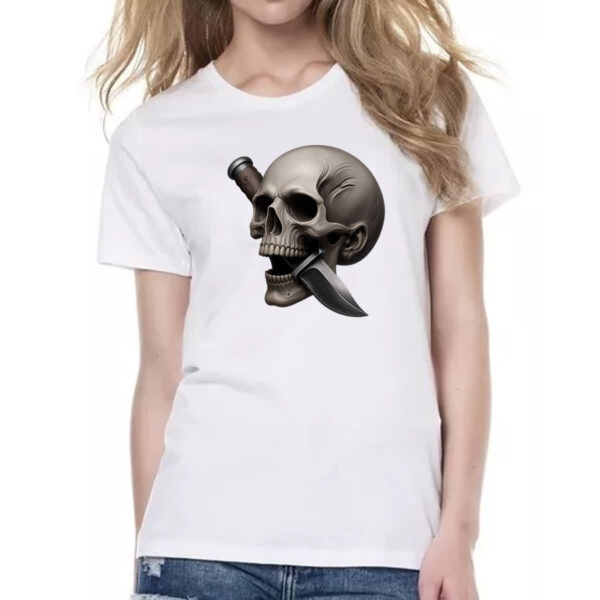 Camiseta Baby Look Faca na caveira - Imagem 2