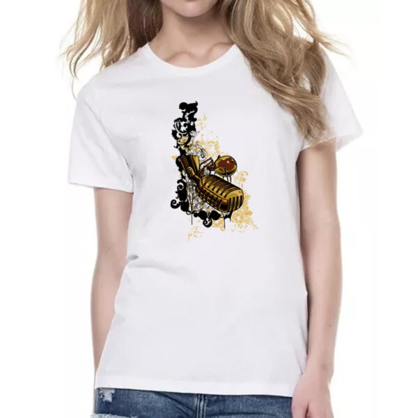 Camiseta Baby Look Microofone Gothic Arte - Imagem 2