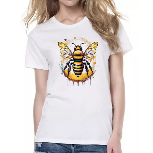 Camiseta Baby Look Abelha Watercolor Arte - Imagem 2