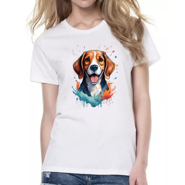 Camiseta Baby Look Beagle Watercolor Arte - Imagem 2