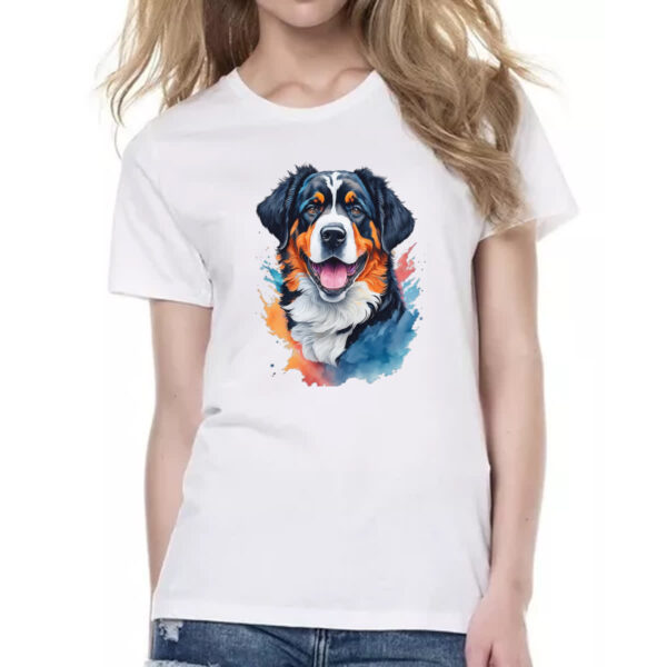 Camiseta Baby Look Boiadeiro de Berna Watercolor Arte - Imagem 2