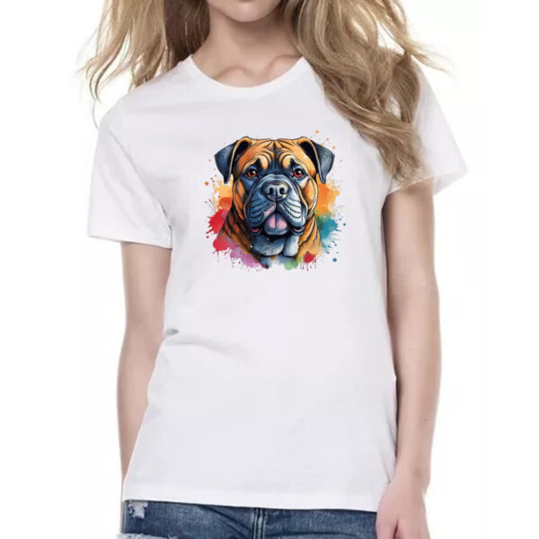 Camiseta Baby Look Bulmastife Watercolor Arte - Imagem 2