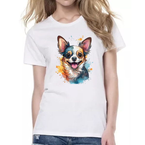 Camiseta Baby Look Chihuahua Watercolor Arte - Imagem 2