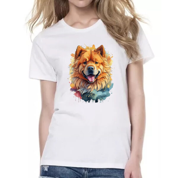 Camiseta Baby Look Chow Chow Watercolor Arte - Imagem 2