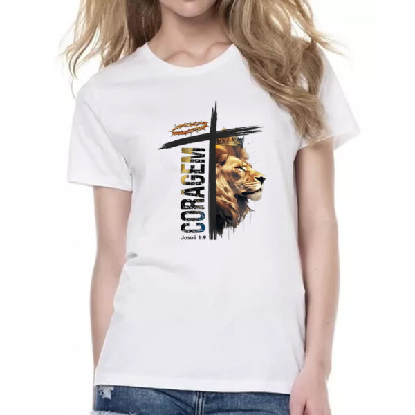Camiseta Baby Look Coragem Josue 1-9 - Imagem 2