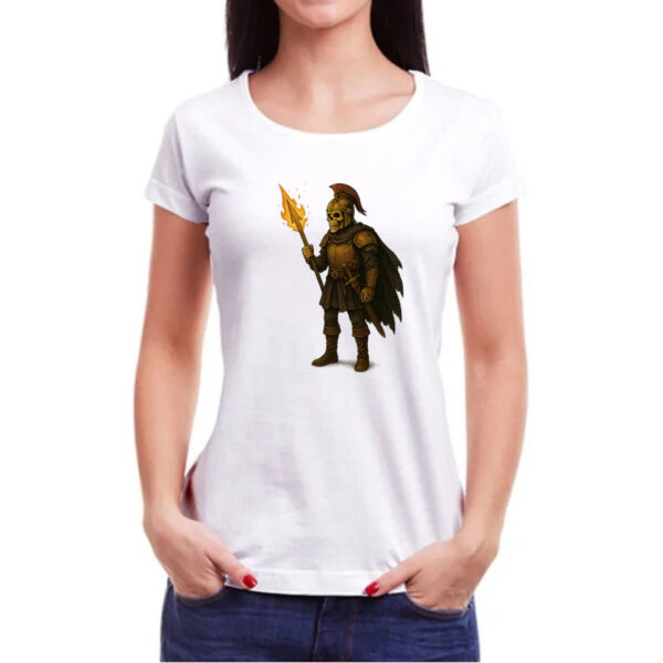 Camiseta Baby Look Caveira guerreira medieval - Imagem 3
