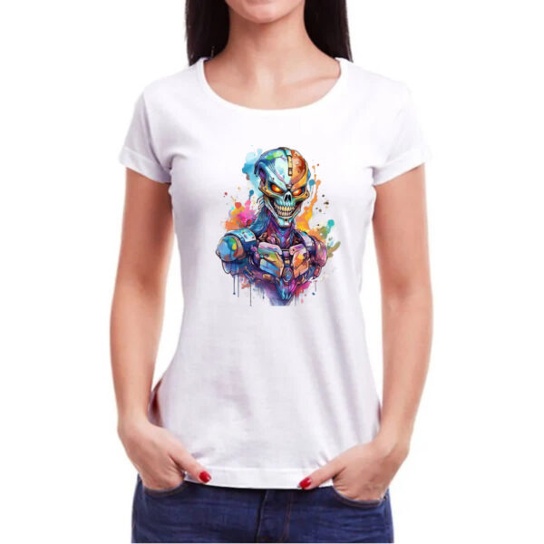 Camiseta Baby Look Exterminador Watercolor Arte - Imagem 3