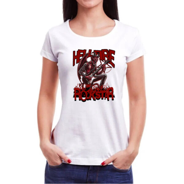 Camiseta Baby Look Hell Fire Rockstar - Imagem 3