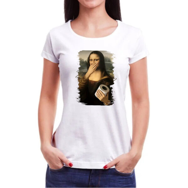 Camiseta Baby Look Mona Lisa que fedo - Imagem 3