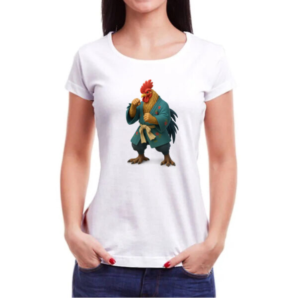 Camiseta Baby Look Galo Samurai 3D - Imagem 3