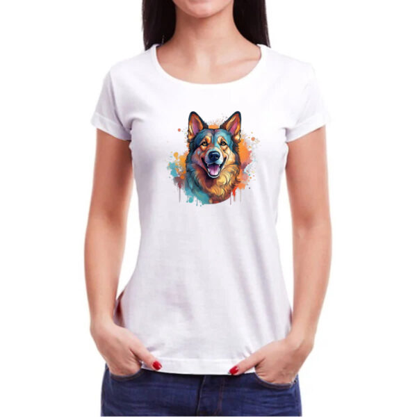 Camiseta Baby Look Pastor alemao Watercolor Arte - Imagem 3