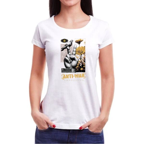 Camiseta Baby Look Paz e amor anti guerra - Imagem 3