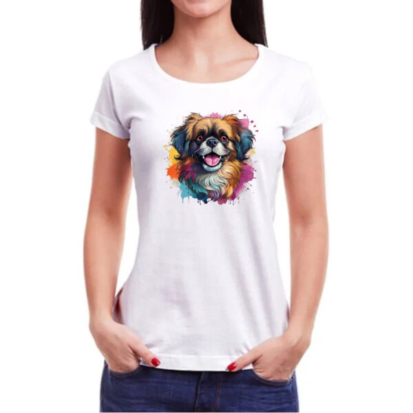 Camiseta Baby Look Pequines Watercolor Arte - Imagem 3