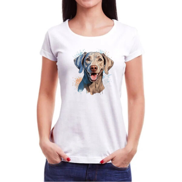 Camiseta Baby Look Weimaraner Watercolor Arte - Imagem 3