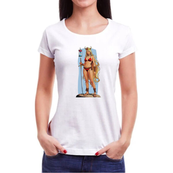 Camiseta Baby Look Guerreira Viking do tempo - Imagem 3