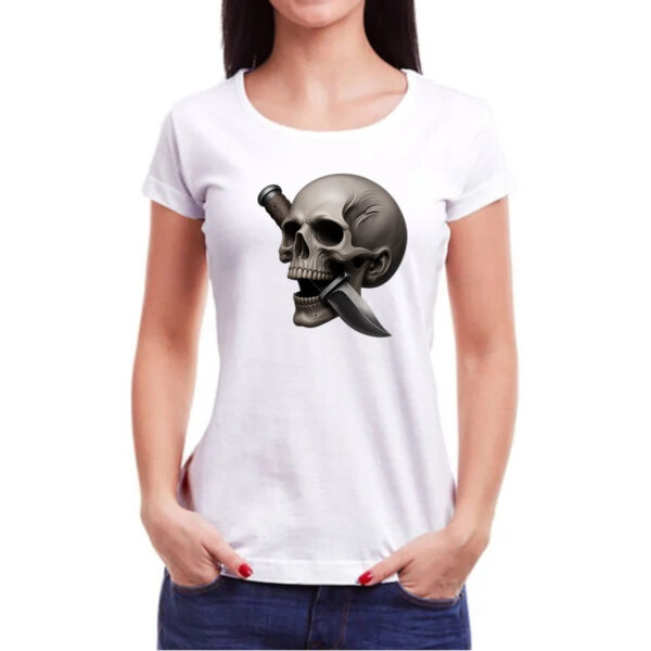 Camiseta Baby Look Faca na caveira - Imagem 3