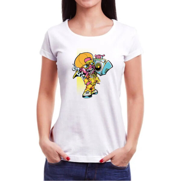 Camiseta Baby Look Monstro ouvindo som - Imagem 3