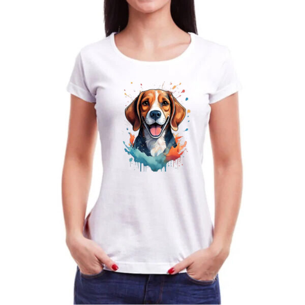 Camiseta Baby Look Beagle Watercolor Arte - Imagem 3