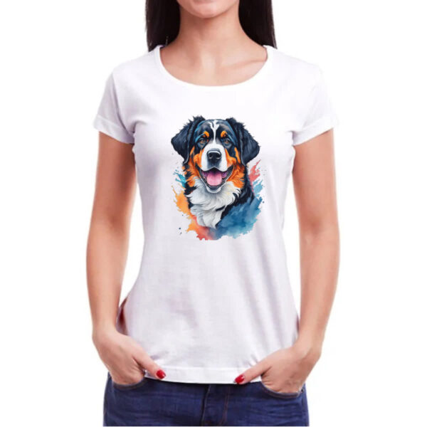 Camiseta Baby Look Boiadeiro de Berna Watercolor Arte - Imagem 3
