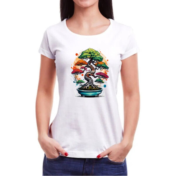 Camiseta Baby Look Bonsai Watercolor Arte - Imagem 3