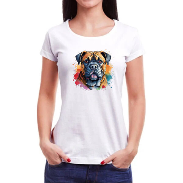 Camiseta Baby Look Bulmastife Watercolor Arte - Imagem 3
