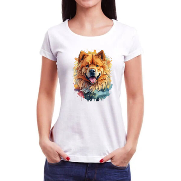 Camiseta Baby Look Chow Chow Watercolor Arte - Imagem 3