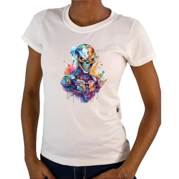 Camiseta Baby Look Exterminador Watercolor Arte - Imagem 4