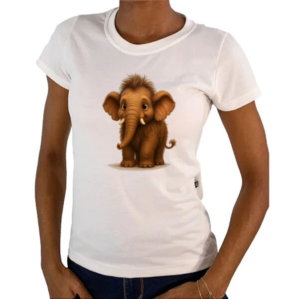 Camiseta Baby Look Filhote de Mamute 3D art - Imagem 4