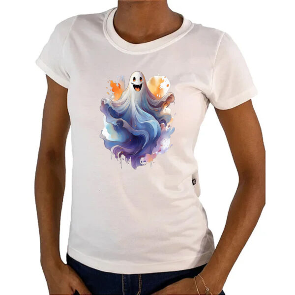 Camiseta Baby Look Fantasma Watercolor Arte - Imagem 4