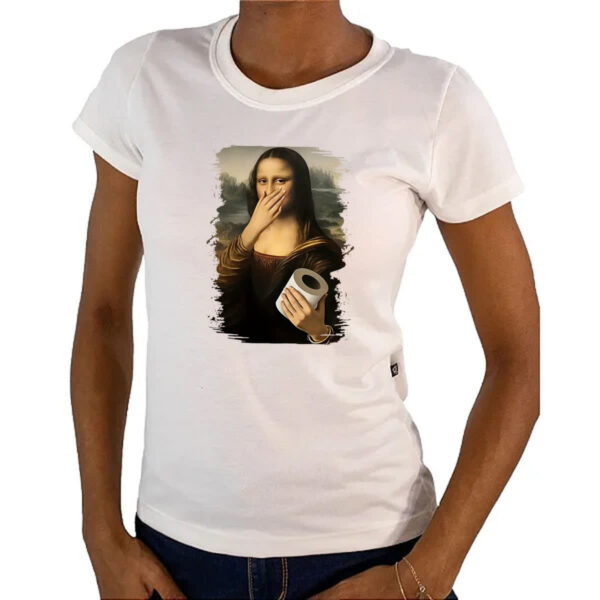 Camiseta Baby Look Mona Lisa que fedo - Imagem 4