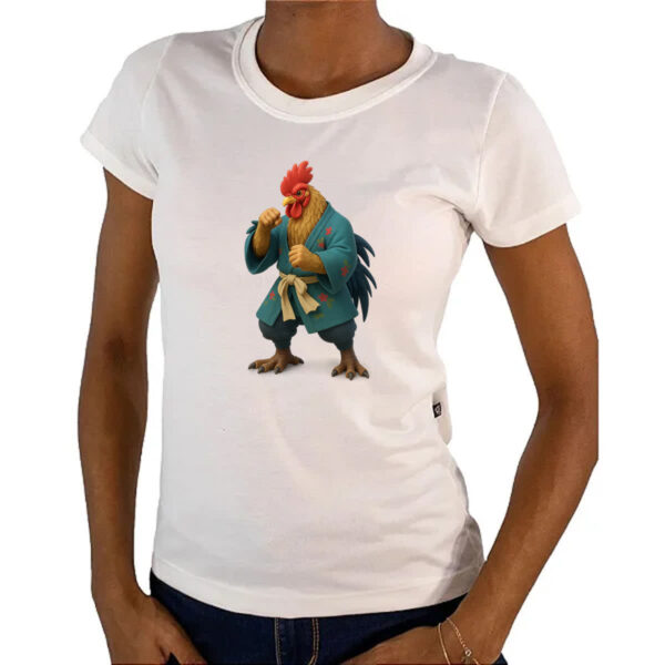 Camiseta Baby Look Galo Samurai 3D - Imagem 4