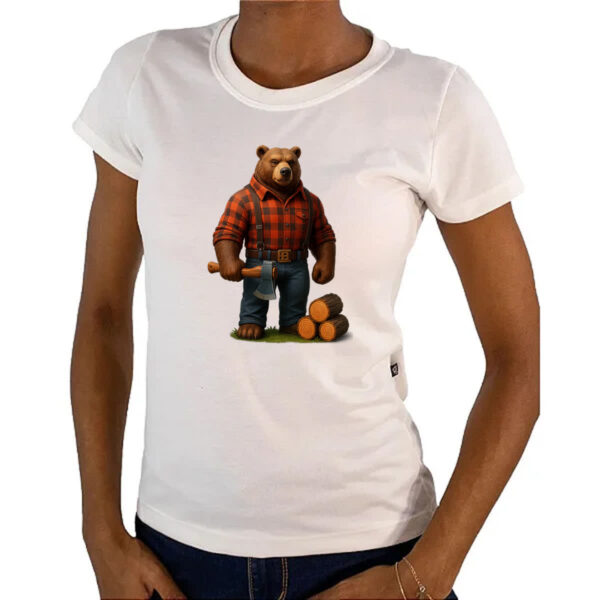 Camiseta Baby Look Urso Lenhador - Imagem 4
