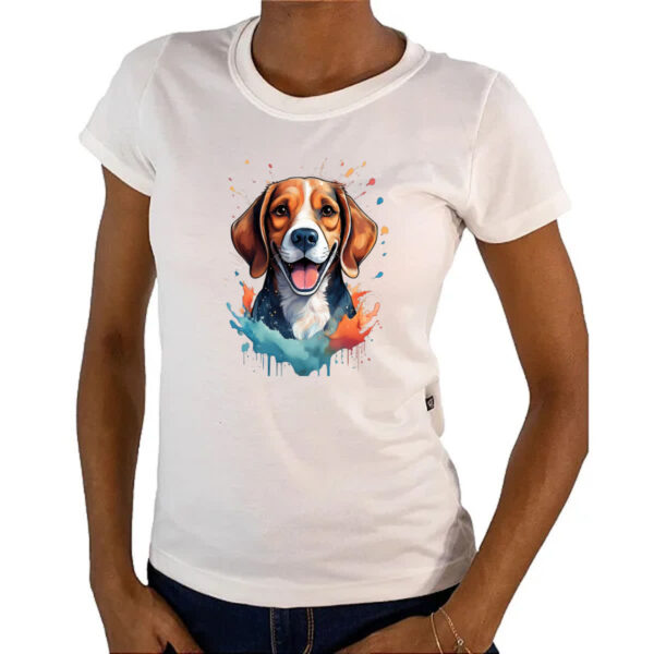 Camiseta Baby Look Beagle Watercolor Arte - Imagem 4