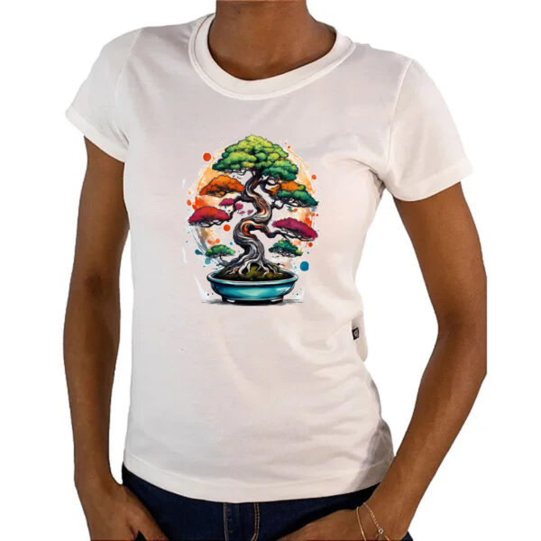 Camiseta Baby Look Bonsai Watercolor Arte - Imagem 4