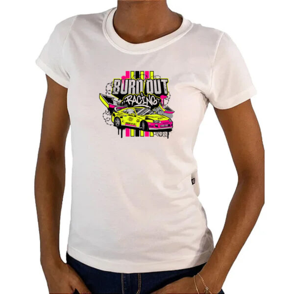Camiseta Baby Look Burn out racing - Imagem 4