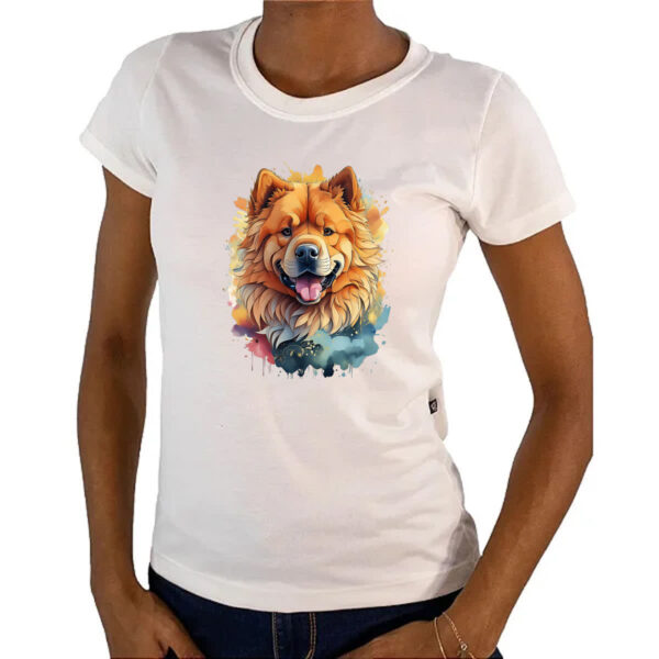 Camiseta Baby Look Chow Chow Watercolor Arte - Imagem 4