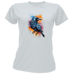 Camiseta Baby Look Corvo Watercolor Arte