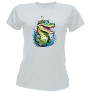 Camiseta Baby Look Crocodilo Watercolor Arte