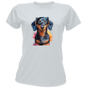 Camiseta Baby Look Dachshund Watercolor Arte