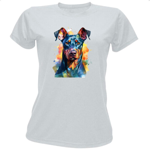 Camiseta Baby Look Doberman Watercolor Arte