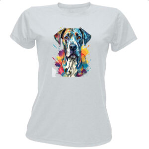 Camiseta Baby Look Dogue alemao Watercolor Arte