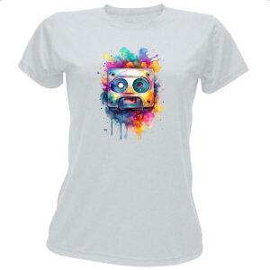 Camiseta Baby Look Fita K7 Watercolor Arte