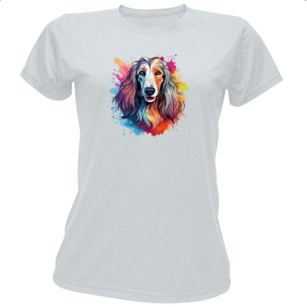 Camiseta Baby Look Galgo afegao Watercolor Arte