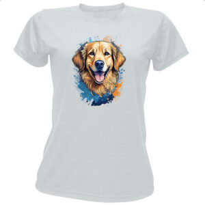 Camiseta Baby Look Golden Retriever Watercolor Arte